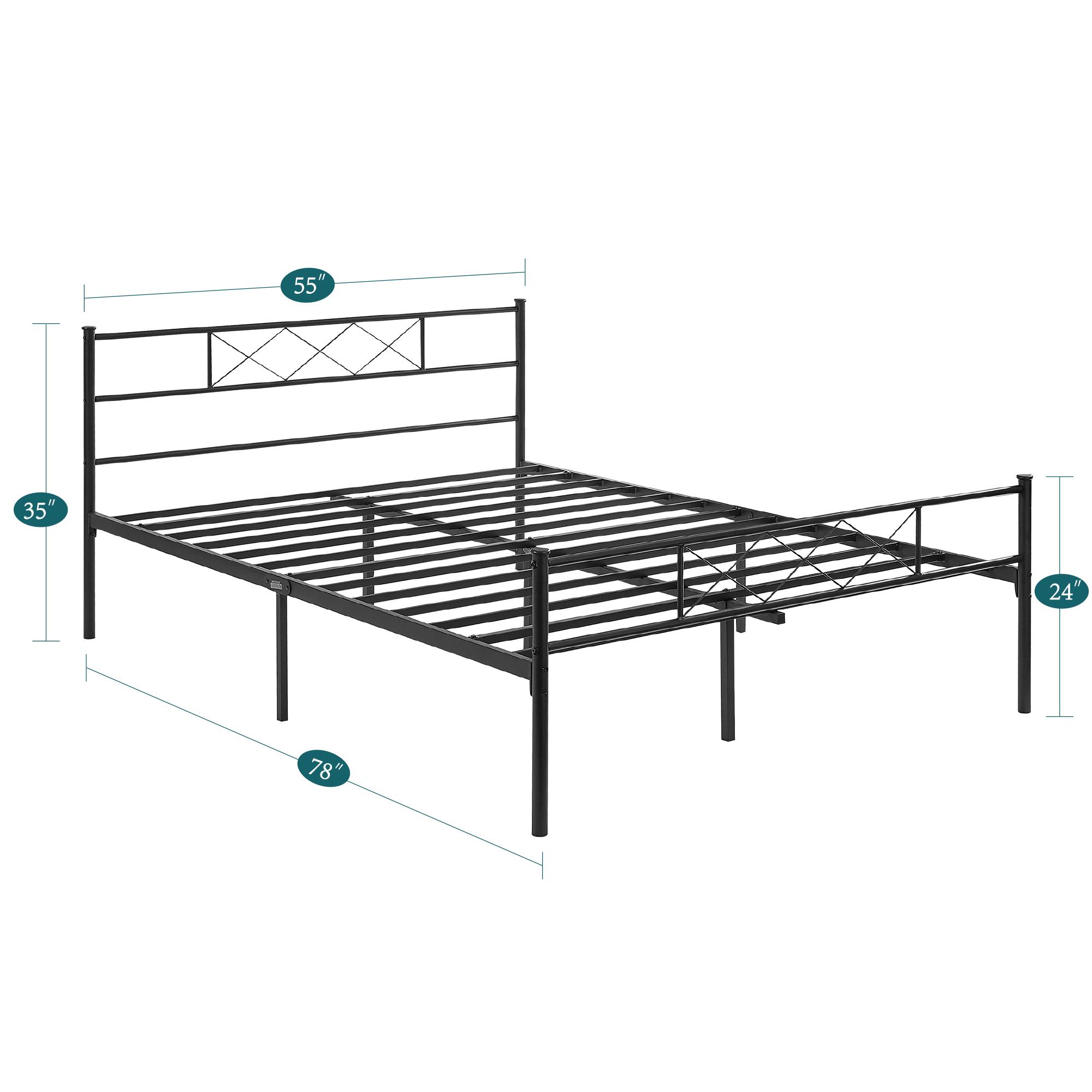 VECELO 3 Pieces Bedroom Set Bed Frame with Nightstands Set Metal Platform Queen Size, Bed Frame with Headboard, Steel Slat Support, No Box Spring Required, Easy Assembly, Twin/Full/Queen, Black/White