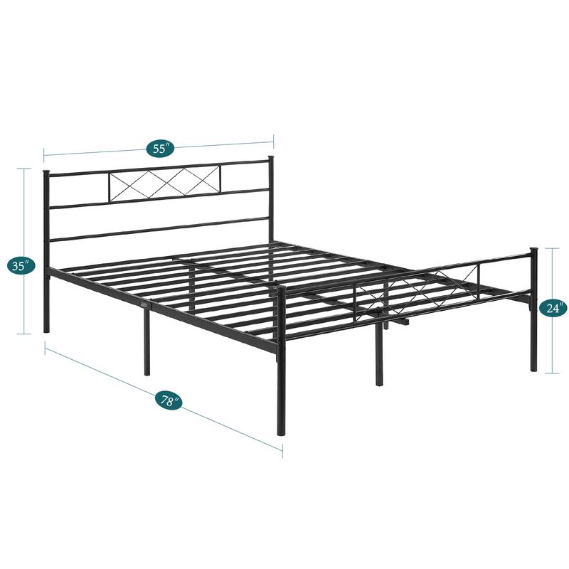 VECELO 3 Pieces Bedroom Set Bed Frame with Nightstands Set Metal Platform Queen Size, Bed Frame with Headboard, Steel Slat Support, No Box Spring Required, Easy Assembly, Twin/Full/Queen, Black/White