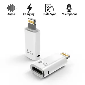 White 2-pack Lightning male to USB-C female charging adapter. Type-C charging supports data transfer, calls, and audio connectivity. Compatible with iPhone 11, 12, 13, 14/XS/Plus/Pro Max, and iPad.