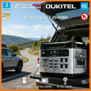 OUKITEL 2048Wh Solar Portable Generator for Camping Mini Fridge & Projector (Peak 4800W) Solar Generator with LiFePO4 Battery, USB-C, Folding Solar Panel & 1-Hour Fast Charging | Home Backup & Emergency Power travel rv