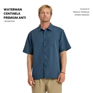 Quiksilver | Waterman Centinela Premium Anti-Wrinkle Shirt | Comfort Fit | Moisture-Wicking & Wrinkle-Resistant | Sand Wash | Chest Pocket | Travel Ready | Top