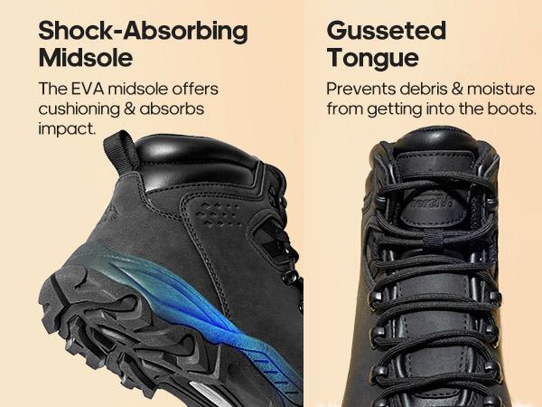 NORTIV 8 Mens Hiking Winter Shoes and Snow Boots Insulated Waterproof Outdoor Boots with EVA Cushioned Midsole Rubber Outsole & Shock Absorption Tread for All Seasons Trekking Camping Shoes