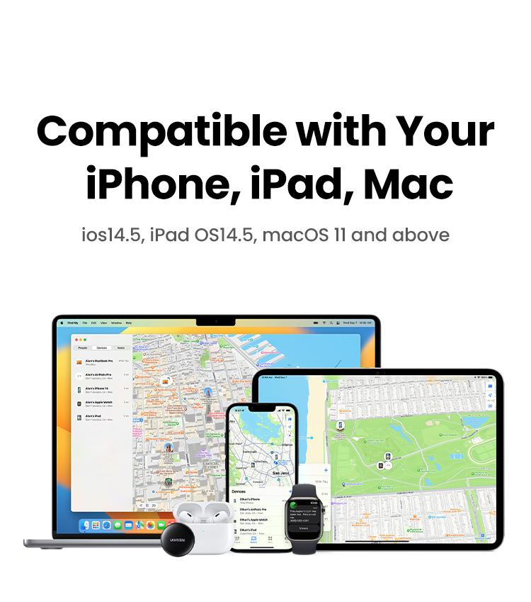 UGREEN 2Pack FineTrack Smart Finder Compatible with Apple Find My (iOS Only) Keys Finder and Item Locator for Luggage, Backpack, Suitcases, Replaceable Battery (Black)nder Smart Tag for Key Luggage Passport，TikTokShopBlackFriday ,TikTokShopHolidayHaul