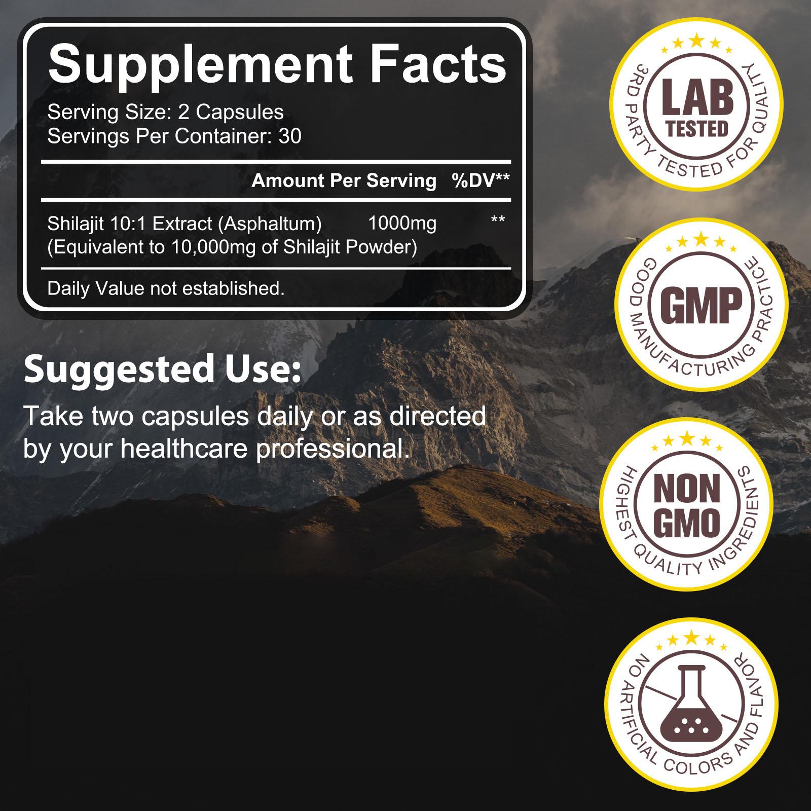 【New】Shilajit Capsules Supplement, Shilajit for Men and Women to Support Energy, 60 Capsules Healthcare