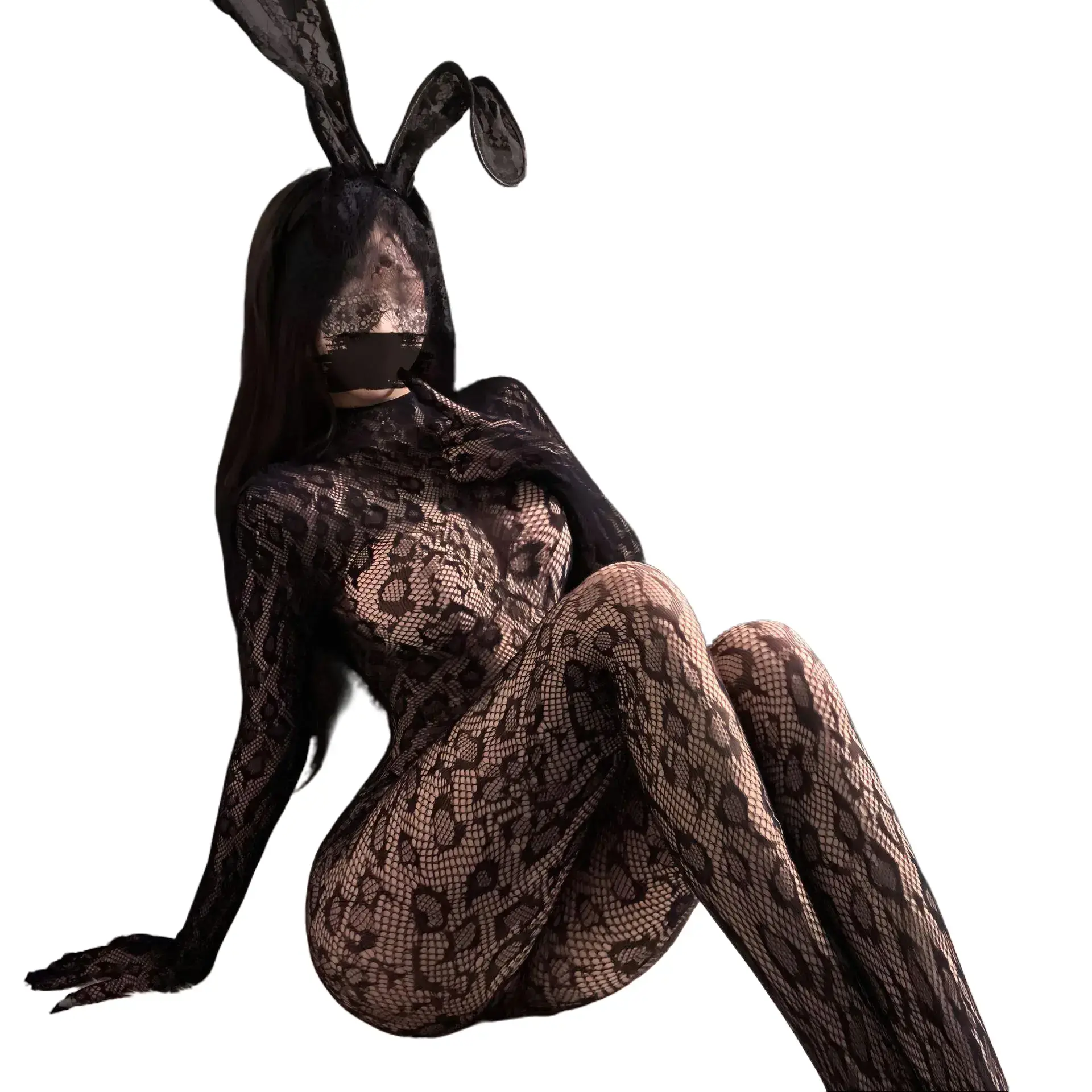 Easie House Women's Leopard Print Wear High Neck Backless Bodysuit - Lady's Sexy Stocking Style, Hollow-Out Fishnet Elastane Lingerie for Women, Intimate Gift, Elegant, Wild Leopard Print, Bodysuit For Women