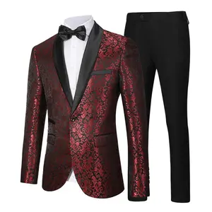 Jacquard Blazer & Pants Set Mens 2025 Fall Business Casual Suit Set with Floral Embroidery Fathersdaygift Formal suits
