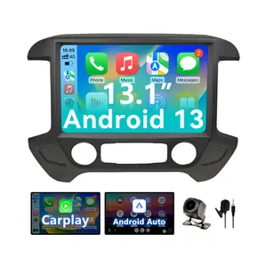 2026 Upgrade 13.1“ 8 Core Car Stereo for Chevy Silverado GMC Sierra 2014-2018 5Ghz WiFi IPS Touch Screen Silverado Stereo Wireless CarPlay Android Auto BT GPS FM/RDS Backup Camera MIC 4+64G,Black