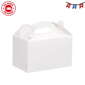 48 Pack White Party Favor Treat Boxes, Gable Gift Boxes with Handles