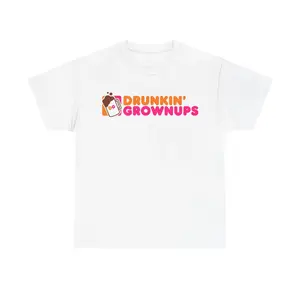 Women's Short-Sleeve Comfy Soft Tops, Drunkin' Grownups Viral Funny Drinking T-Shirt That Fits Adults