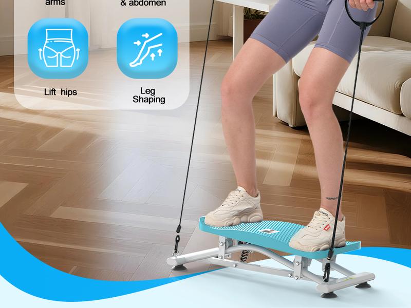 HOTWAVE Ski Machine with Resistance Bands Portable Slide Stepper Featuring LCD Monitor for Full Body Workout Compact Design & Real Time Feedback Folding Walking Pad
