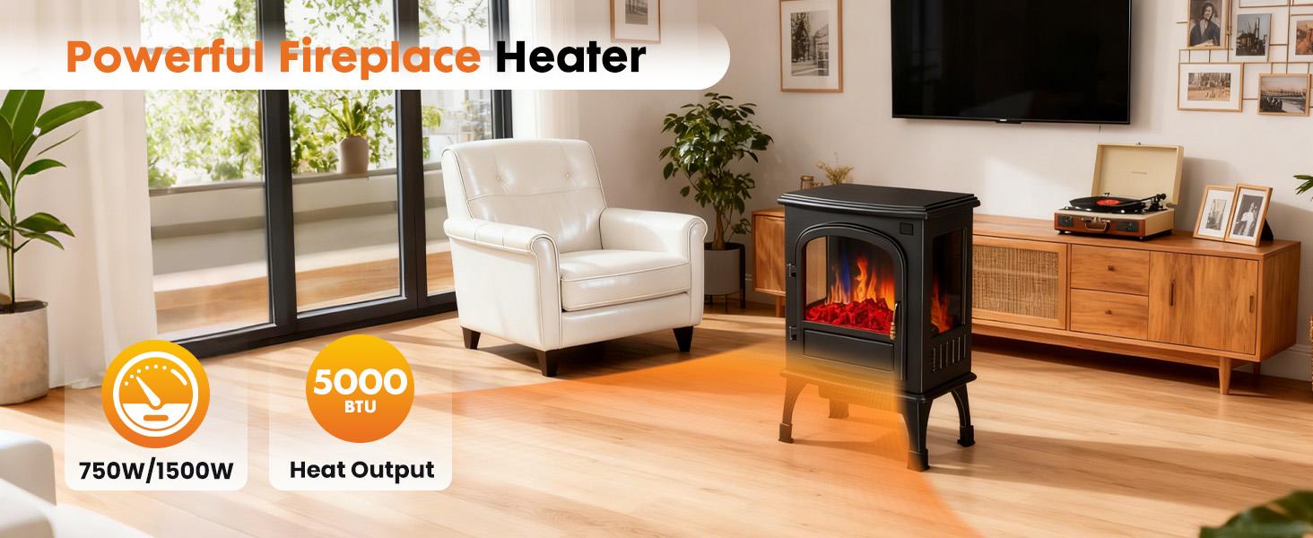 Freestanding Electric Fireplace, 26” Indoor Fireplace Heater with 3D Flame Effect, Overheating Safe Design, Energy Saving Space Heater with 12H Timer&Remote for Living Room, Bedroom Freestanding Electric Fireplace, 26” Indoor Fireplace Heater with 3D Flame Effect, Overheating Safe Design, Energy Saving Space Heater with 12H Timer&Remote for Living Room, Bedroom
