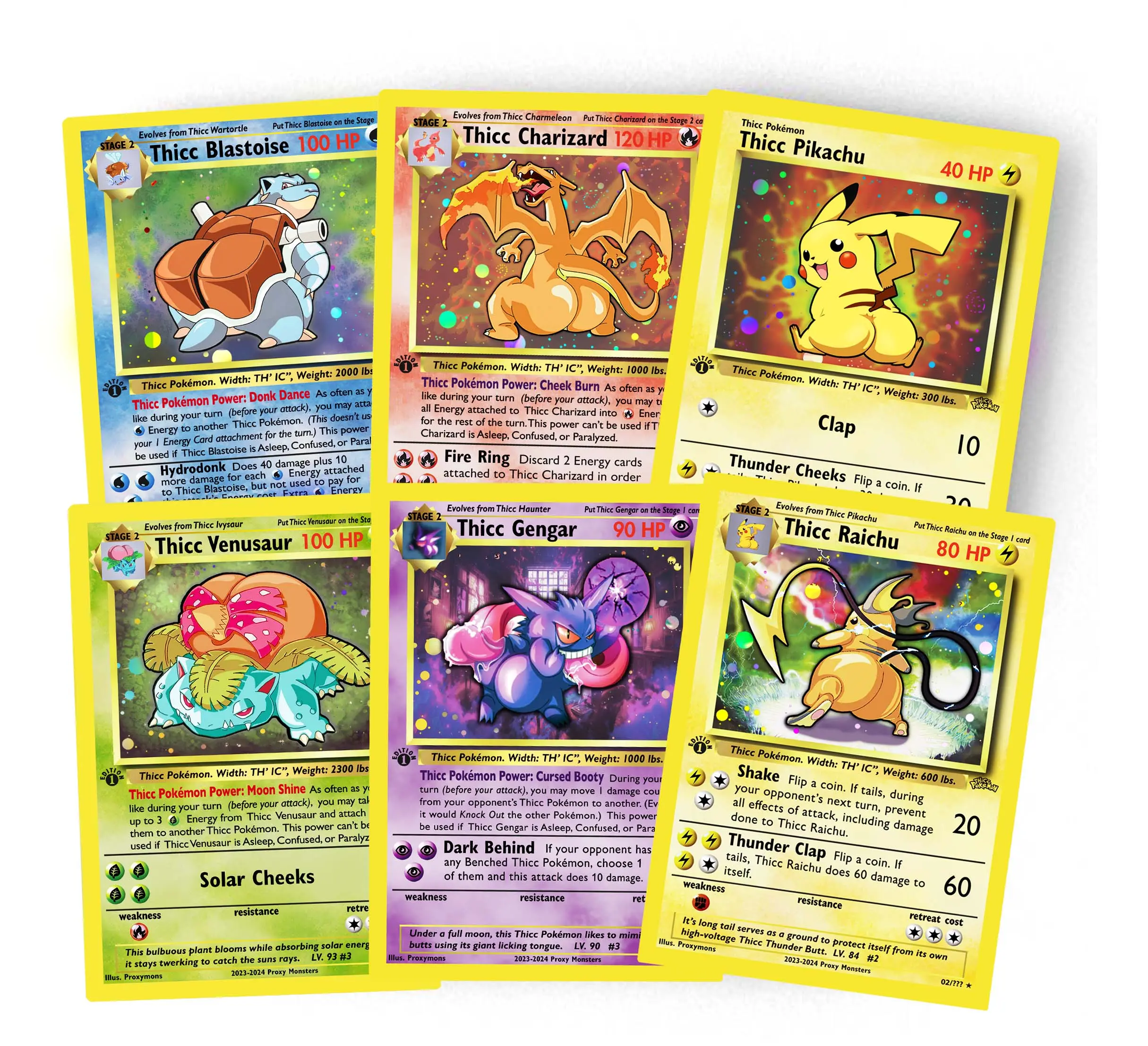Pokémon Thick Holographic Custom Fan-Art Collectible Trading Cards - Sparkling Effect Set, Trading Cards Accessories, Funny Affordable Gift Ideas for Pokémon Fans