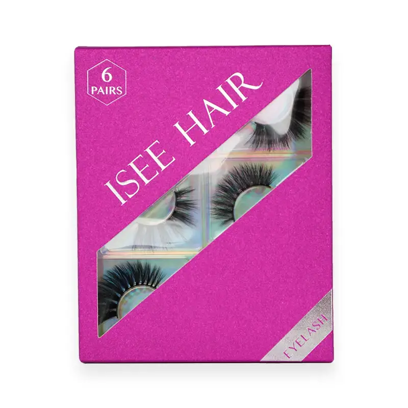 ISEE HAIR 6 Pairs Mink False Eyelashes - Cosmetic Makeup Lash Extensions for Volume, Length & Daily, Wedding Looks