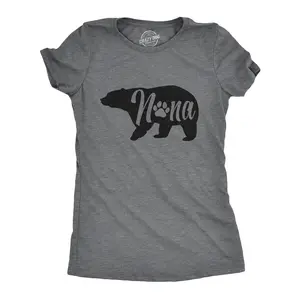 Womens Nana Bear T Shirt Cute Funny Grandmother Grandma Novelty Graphic Tee Funny Womens T Shirts Cute Vintage Fashion Casual Ladies T-Shirt Gift Animal Tops for Women Funny Grandma Top Women's Novelty Tees Dark Grey