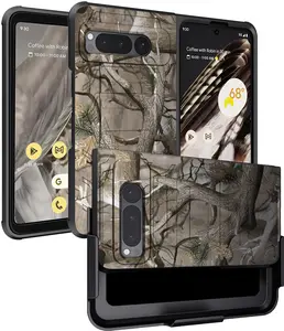 Case with Clip for Google Pixel Fold (2023), Nakedcellphone Special Ops Tactical Phone Cover and [Rotating Ratchet] Belt Hip Holster Holder View Stand Combo