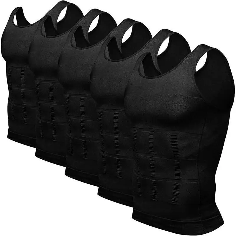 Mens 5 Pack Body Shaper Slimming Tummy Vest Thermal Compression Shirt Tank Top Shapewear,travel essentials,camping essentials