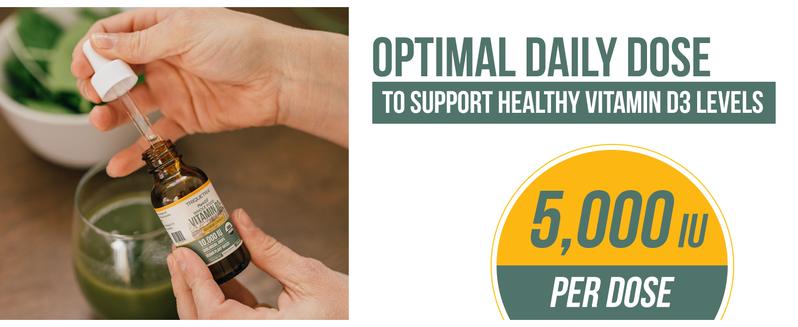 Plant-D3 Organic Vitamin D3 | 5000 IU – Vegan Liquid Drops for Max Strength & High Absorption  Adjustable Dosing (1 oz Liquid) Supplements Healthcare