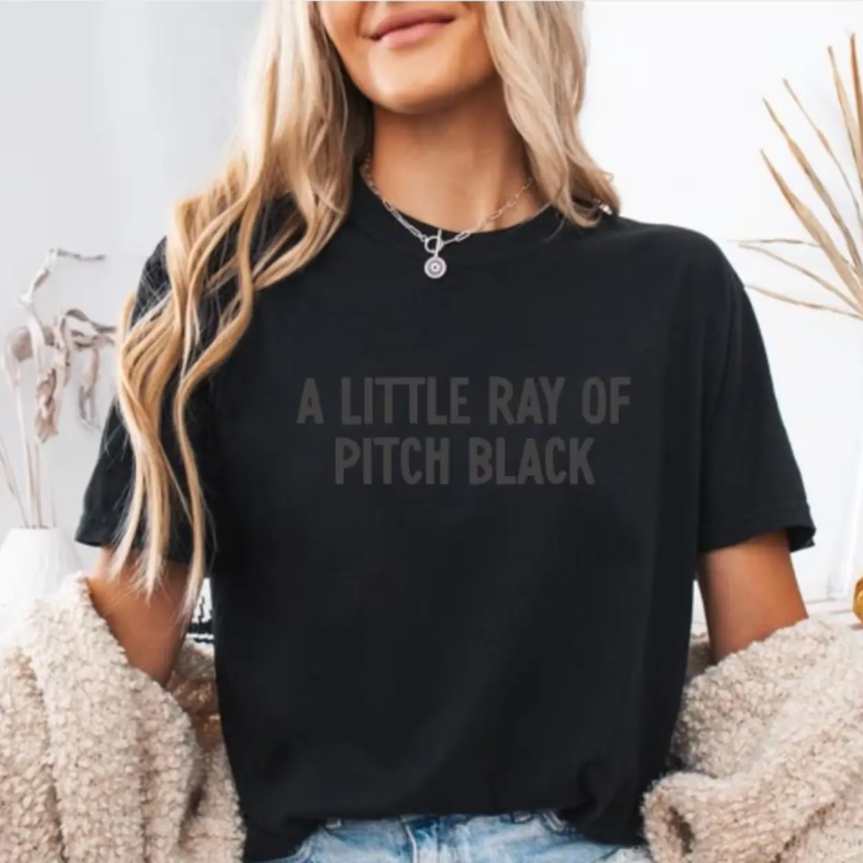 Women's 100% Cotton Printed Pattern Dark Humor Sweatshirt - A Little Ray of Pitch Black Sarcasm Top, Funny Friend Gift for Birthday, Autumn & Winter Hoodie & T-Shirt