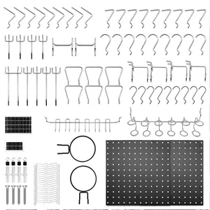 83-Piece No-Drill Metal Pegboard Tool Organizer – Heavy-Duty Black Grid Wall Kit for Garage & Workshop