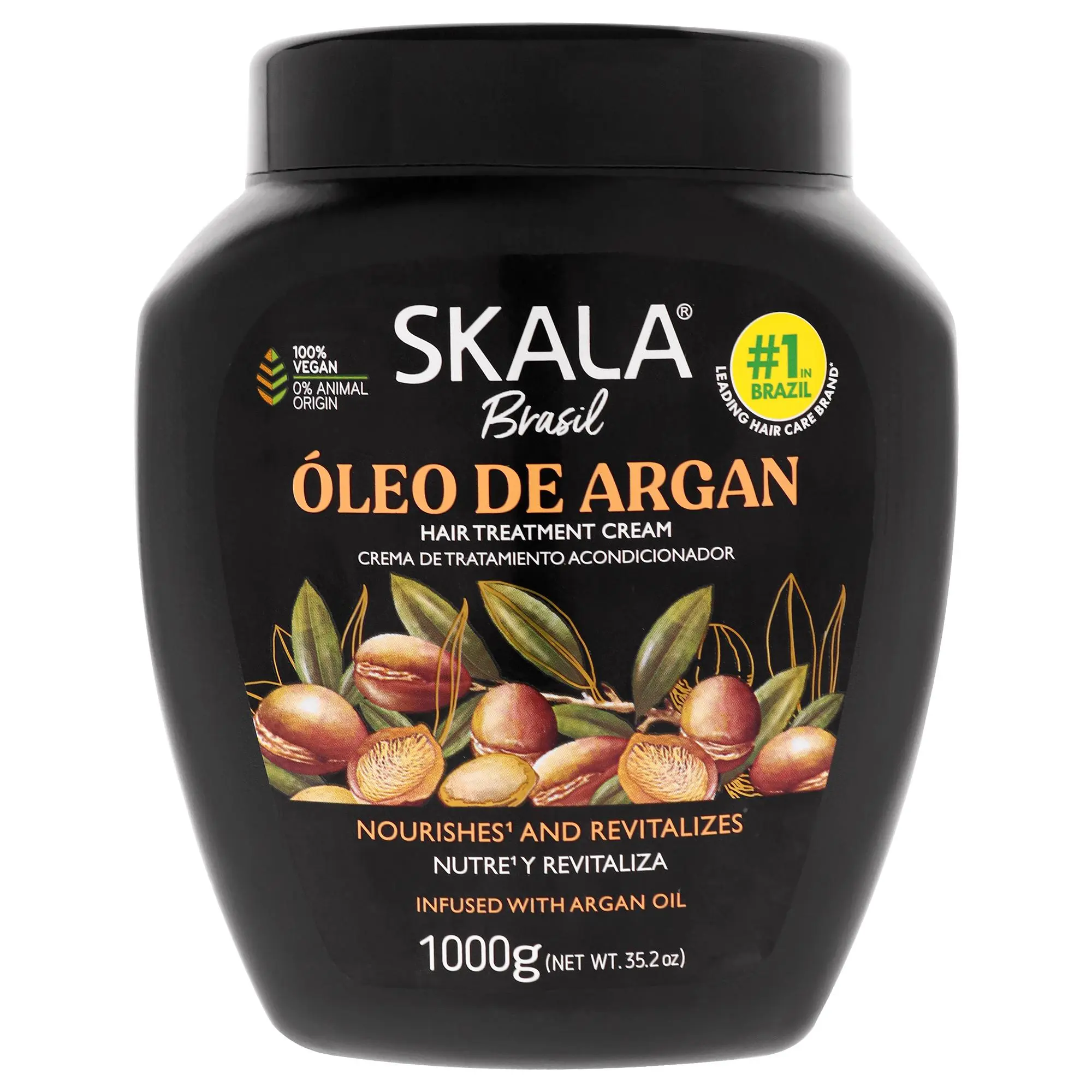 Skala Argan Oil Haircare Conditioner Cream Jar, 35.2oz Female Hair Treatment Conditioning Product for Women