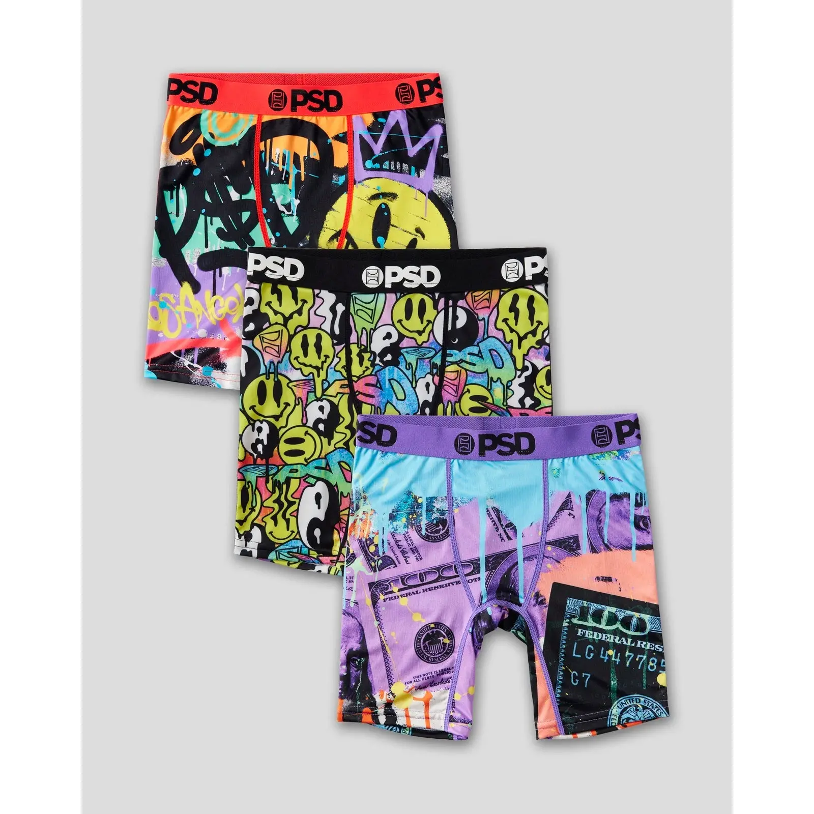 PSD Youth Boys Printed Boxer Brief 3 Packs - Soft, Breathable and Stretch Comfortable Underwear