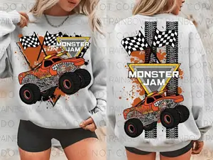 Monster Jam El Toro Loco Youth and Adult Sweatshirt, Racing Monster Truck Crewneck, Checkered Flag Graphic Pullover, Monster Truck Fan Gift, Funny Shirt, Youth clothing, gift for son and daughter, summer outfit, holiday outfit