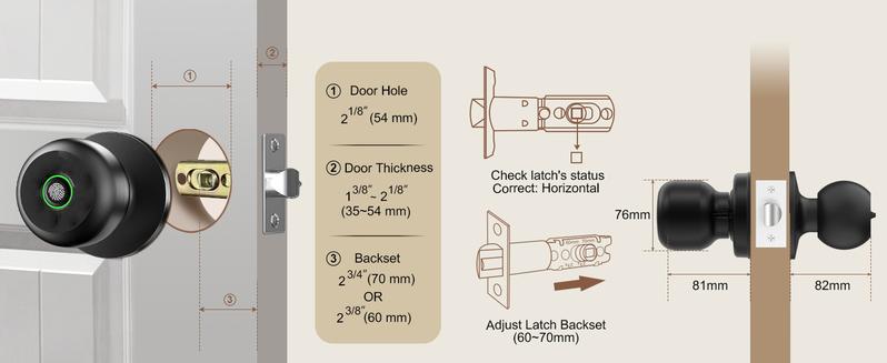Valentine's Day Gift EUERTE Smart Fingerprint Door Lock 3-in-1 with TT App Control & 5S Auto-Lock Rechargeable Battery for Rooms Offices Apartments Warehouses Garages Black Friday Gift