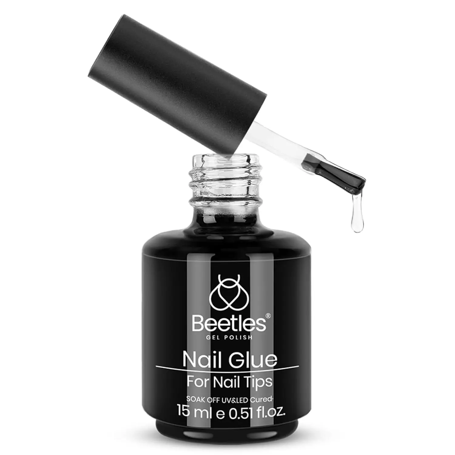 Beetles Gel Polish 9 In 1 Nail Glue with New Formula, 0.5 Fl Oz Super Strong Brush in Nail Gel Glue for False Nails Tips, Rhinestone, Base Gel, Blooming Gel, ect, UV Led Lamp Required summervibes