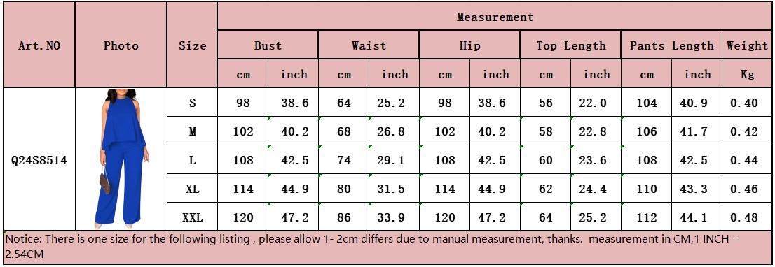 Women's New Spring-Summer Set: Lightweight Flowy Halter Two-Piece with High-Waisted Wide Leg Pants – Comfortable, Stylish, and Perfect for Every Casual to Dressy Occasion This Season