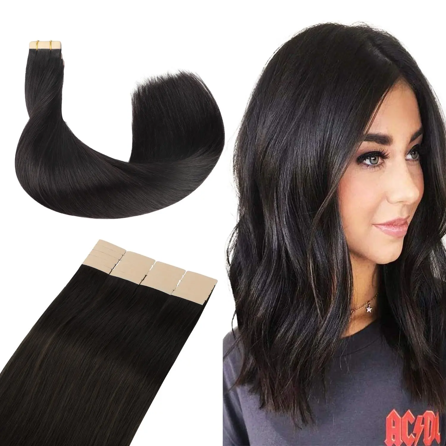 GOO GOO Hair Extensions Tape in Human Hair Natural Straight summer hairstyles #TikTokShopSummerSale