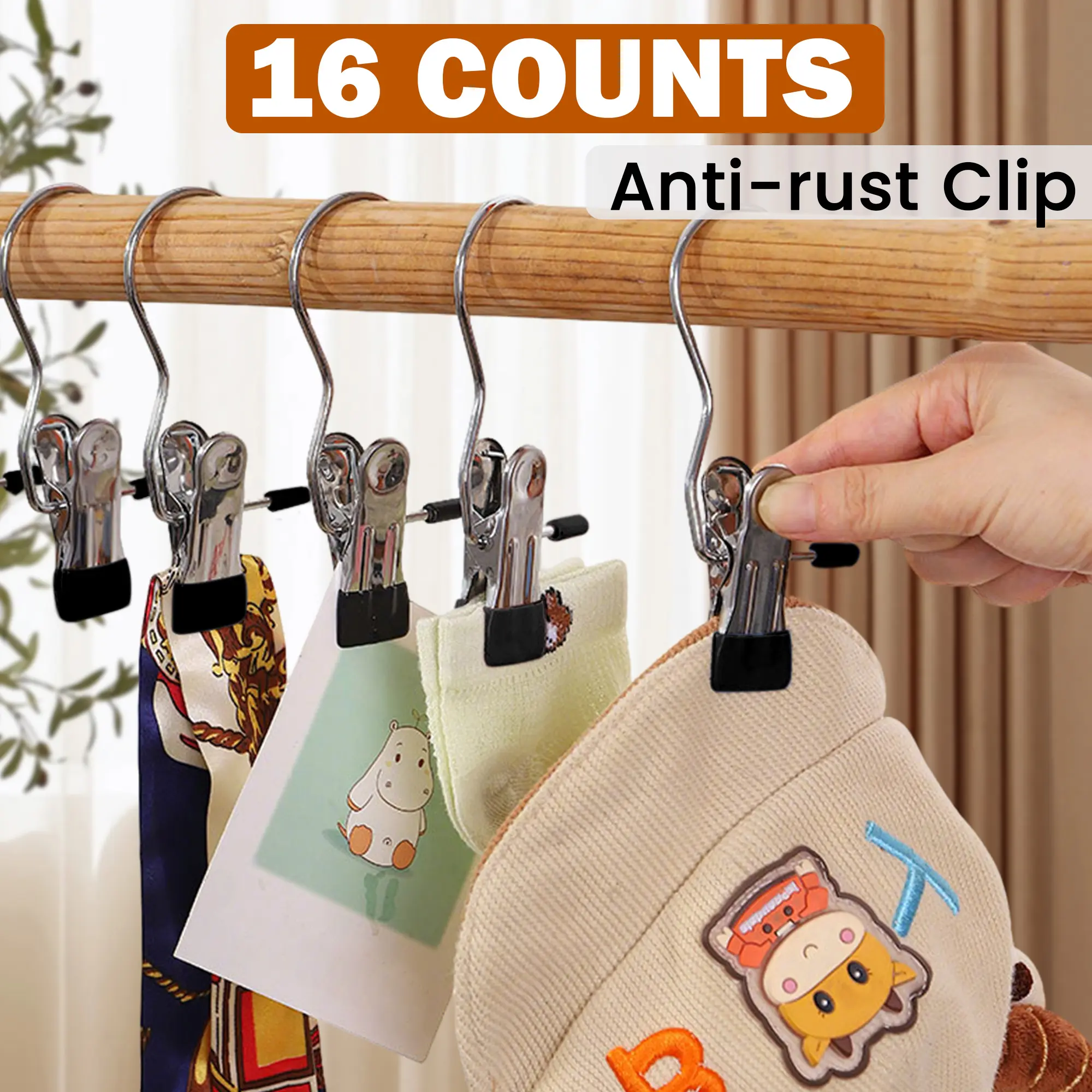 16 Counts Boot Hangers Clips, Premium Hooks Hanging Clips, Heavy Duty Closet Hanger Organizer for Home Travel , Clamps Socks Towel Clips for Closet Pants Socks Handbags Hat Steel Stainless