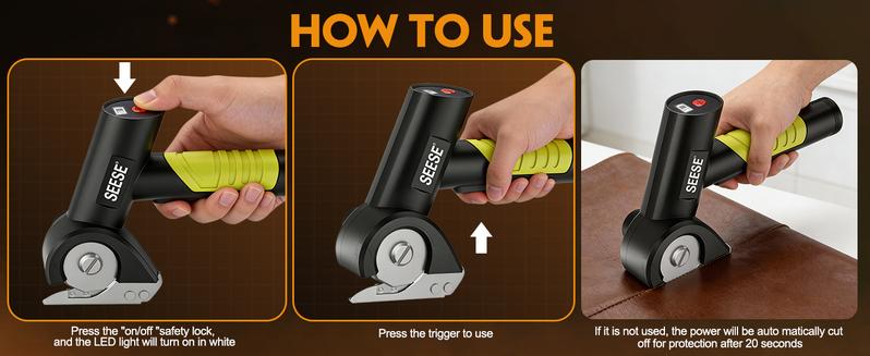 SEESE Cordless Rechargeable Electric Scissors – Portable Cutter for Fabric, Cardboard, Leather, Carpet & Crafting Sewing Tools