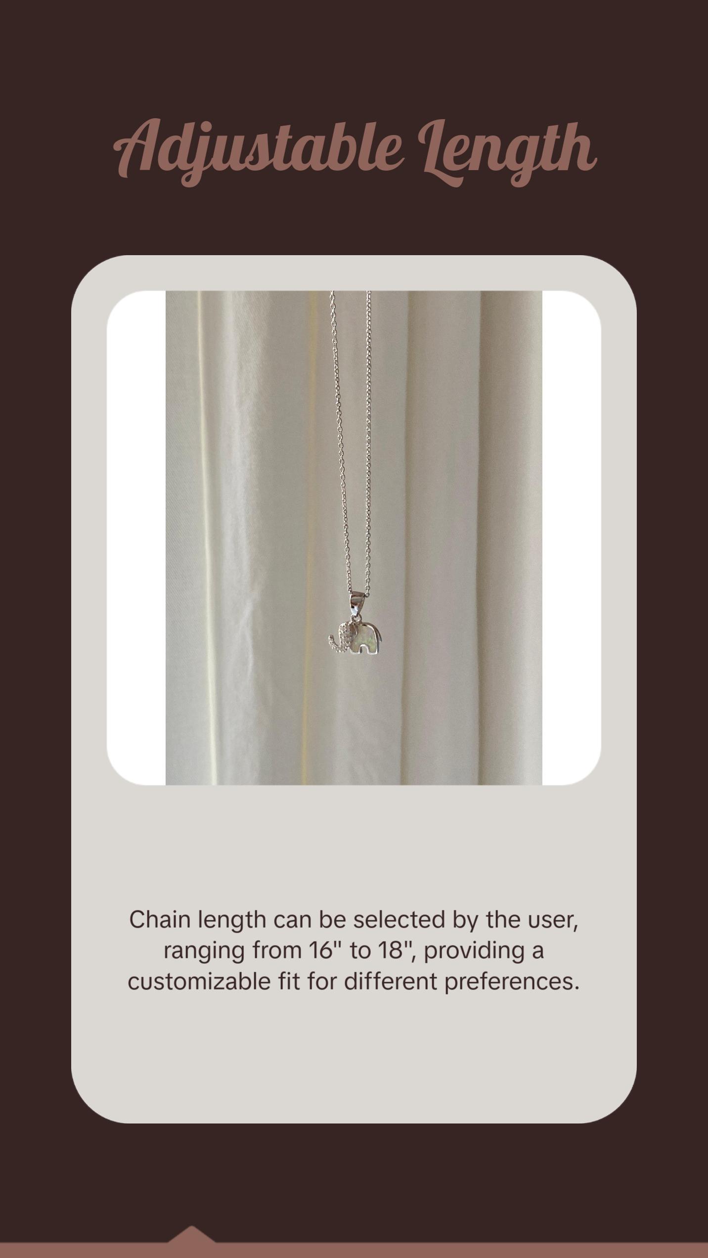 White Opal Sterling Silver Elephant Necklace