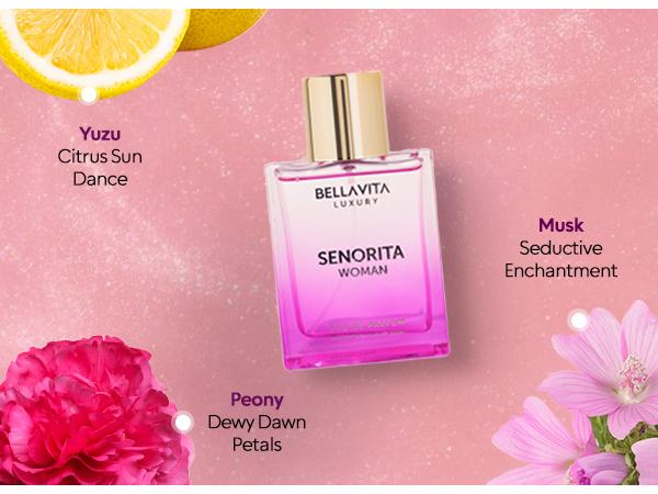 The Senorita Litchi Duo by Bellavita Luxury | Senorita Woman Eau De Parfum & Litchi Lust Hair & Body Mist | Fruity Floral & Tropical Fresh | Notes of Peony & Juicy Litchi | Long-Lasting fragrance & Revivable water based mist | Vegan & Cruelty-Free