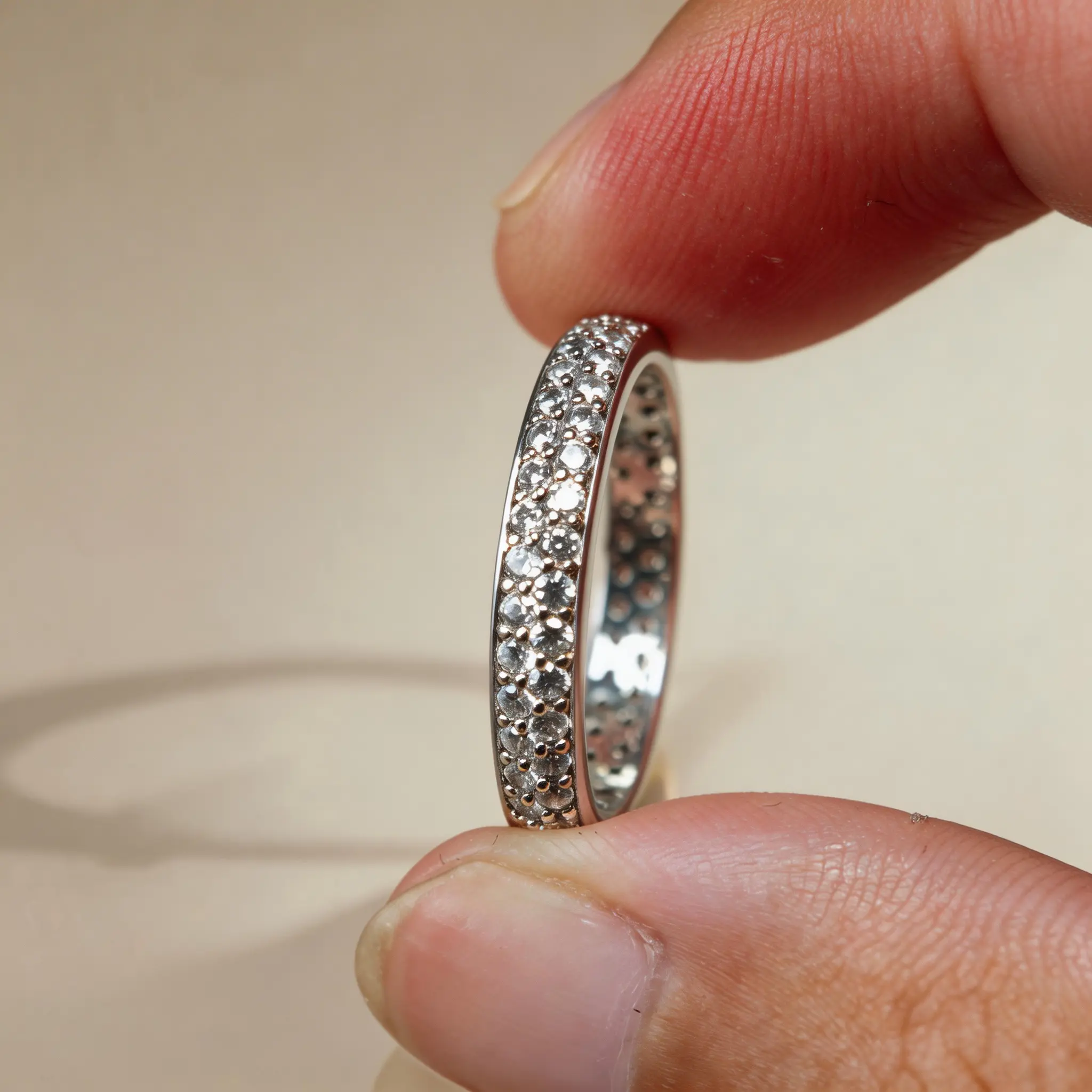 Minimalist April Birthstone Ring for Women, Elegant Metal Coated Band with a Sparkling Diamond Row, Simple Daily Wear Jewelry, Jewelry For Women