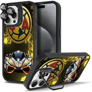 Luxury Gold Supercar & Club America Logo Protective Case For iphone 17/AIR 16 15 14 13 12 11 PRO PLUS MAX COOL Fashionable Tough Magnetic Durable Metal lens frame Film Bracket Stand Gift Full Protection Camera Holder Phone Cases Cover 11X-L0815