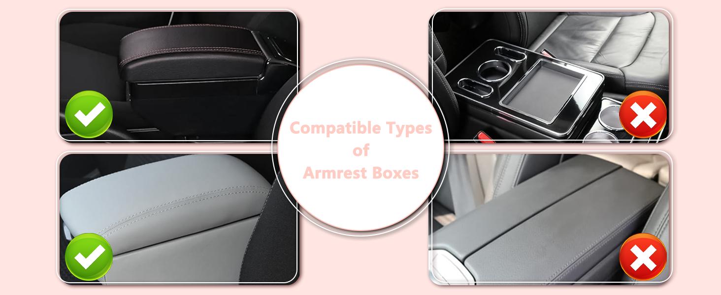 NS YOLO Premium PU Leather Car Armrest Pillow  Universal Center Console Cushion with Cup Holder, Phone Slot & Side Storage Bags, Ergonomic Design to Relieve Driving Fatigue, Available in 4 Stylish Colors