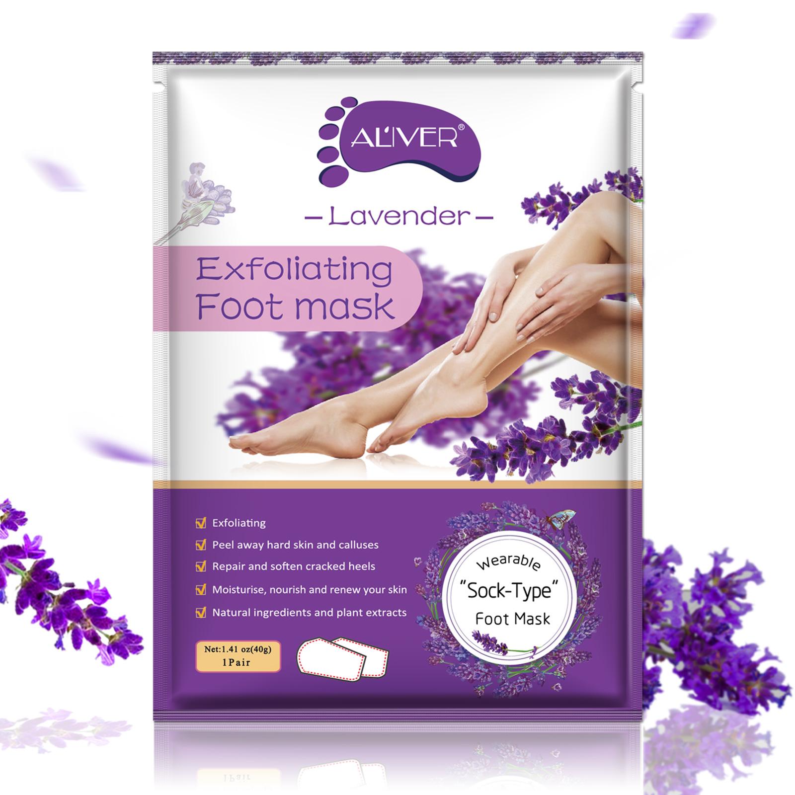 ALIVER Foot Peel Mask , Exfoliator Peel Off Calluses Dead Skin Callus Remover, Baby Soft Smooth Touch Feet-Men Women (Lavender) Chamomile Exfoliant Smoothing ALIVER Foot Peel Mask , Exfoliator Peel Off Calluses Dead Skin Callus Remover, Baby Soft Smooth Touch Feet-Men Women (Lavender) Chamomile Exfoliant Smoothing