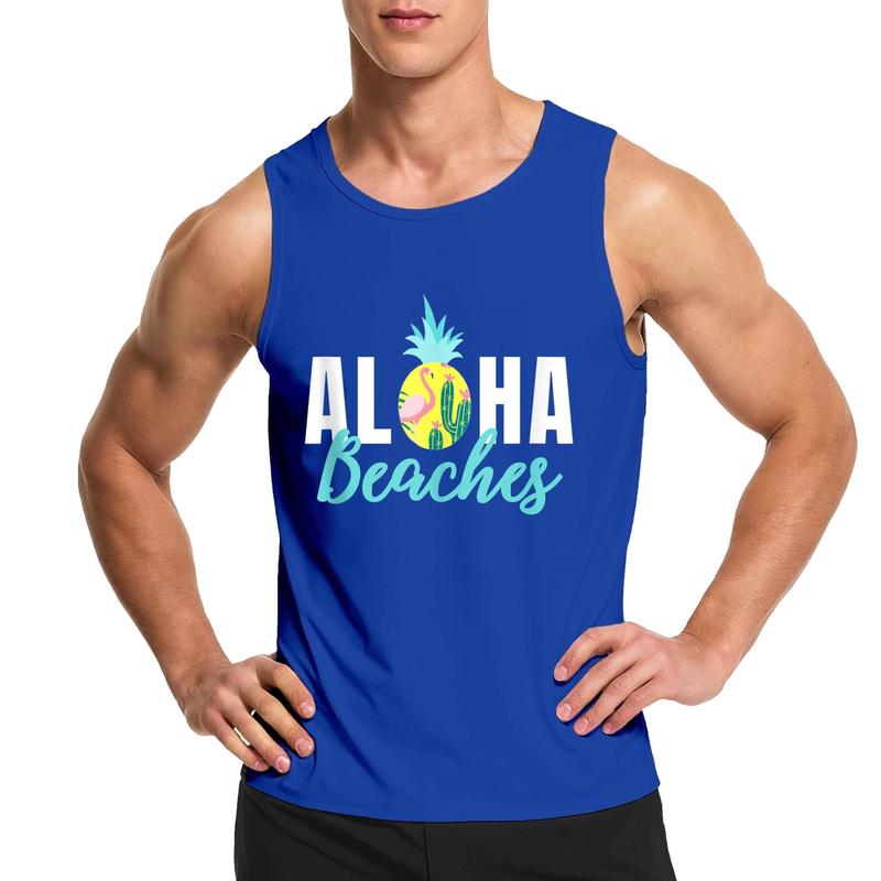 Style A H128 Funny Aloha Beaches Pineapple Hawaiian Men Women Gift Tank Top , Summer Gym Muscle Sleeveless, Casual Knitted Slim Fit Beach Tank top Fabric Menswear