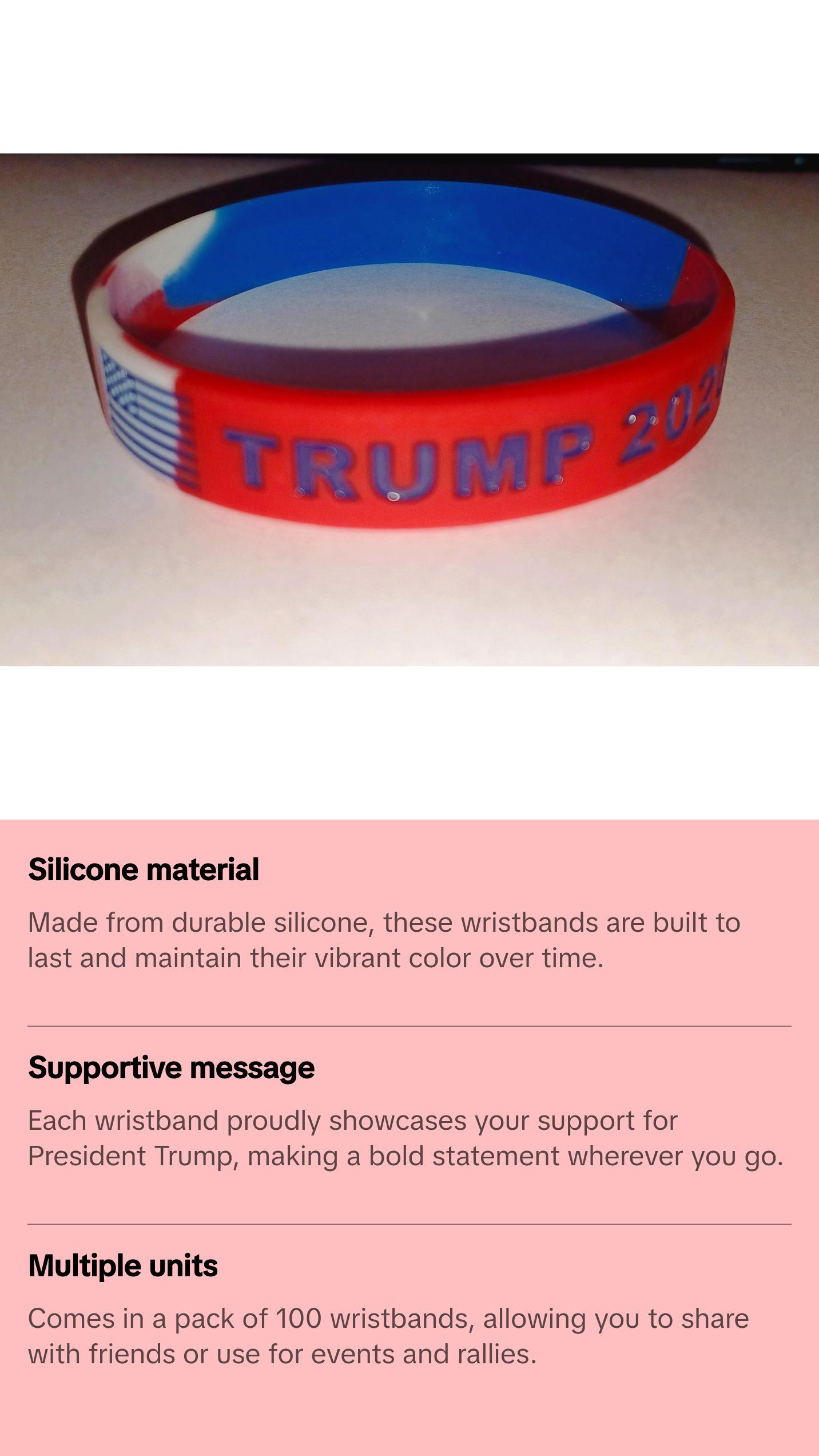 100 - TRUMP 2024 Wristbands