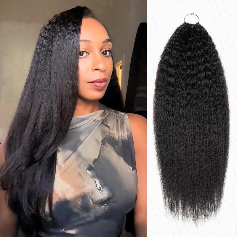 QVR Kinky Straight Crochet Hair Natural Black Machine Made Feather Crochet Human Hair Extension TikTokShopHolidayHaul