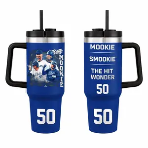 Mookie Betts 50 40oz Tumbler With Handle Stainless Steel Tumbler, The Mookie Tumbler, The Los Angeles Baseball Tumbler Gift, Iced Coffee Tumbler, Car Holder Tumbler, Game Day Merch, Sunday Baseball Merch, Baseball Gift