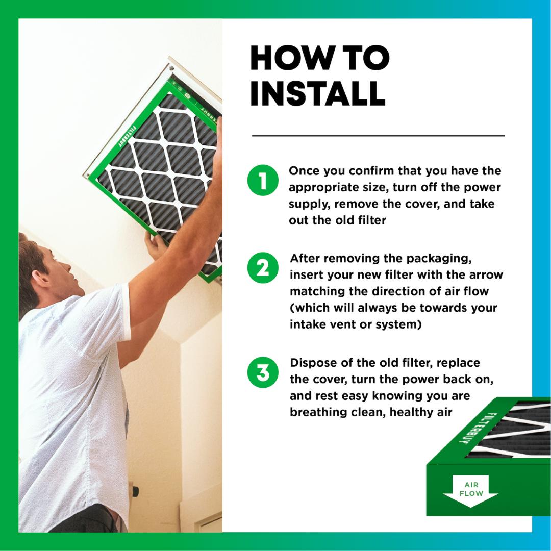 Filterbuy Air Filters | MERV 8 Odor Eliminator | Pleated HVAC AC Furnace Filter Replacements | Easy Installation | Made in USA | Eco-Friendly