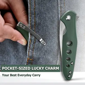 #Summervibes Hummingbird Lightweight Folding Pocket Knife - Bionic Design with D2 Steel Blade & Military Green G10 Handle with Liner Lock, Everyday Carry Utility Knife for Daily Use - Perfect as gift for Men/Young adult male outdoorfun