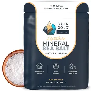 Baja Gold Mineral Sea Salt 1 lb Resealable Bag – Natural Ocean Harvested Gourmet Salt for Cooking & Baking, Fine Natural Grain, Trace Minerals, 300+ Servings