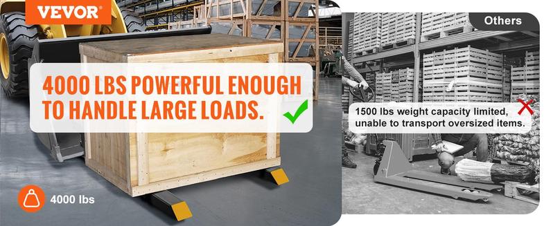 VEVOR Pallet Forks, TikTokShopBlackFriday, 4000 lbs Clamp on Pallet Forks, 60" Total Length Heavy Duty Pallet Forks with Adjustable Stabilizer Bar, Tractor Bucket Forks for Tractor Attachments, Skid Steer, Loader Bucket VEVOR Super Brand Day