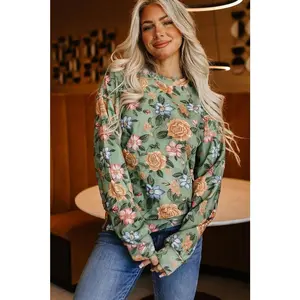 University Pullover - Enchanted Cottage | Womenswear Sweatshirt | Floral Print |Stretchy Casual | Plus Size Fit Green