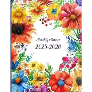 Monthly Planner 2025-2026: Two Year Calendar Book 8.5x11". With Holidays. Colorful Floral Cover. Paperback – June 3, 2024
