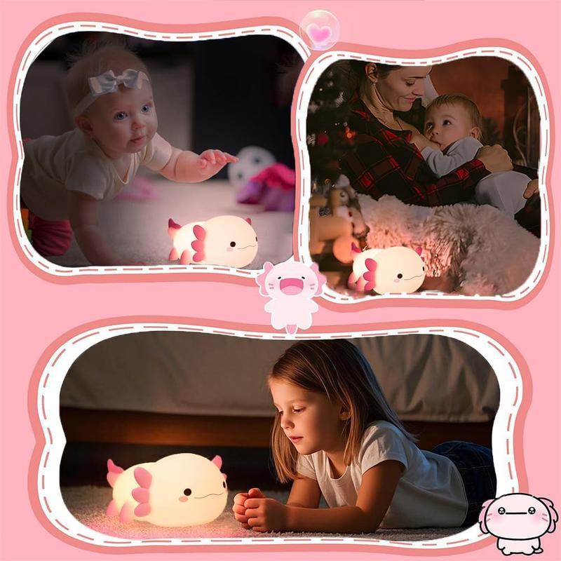 MUNBYN  Axolotl Lamp,Cute Axolotl Night Light,Dimmable Silicone Animal Nursery Night Light,Adorable Rechargeable Squishy Novelty Bedside Touch Lamp,Baby Room Decor, Axolotl Gifts for Kids/Girls