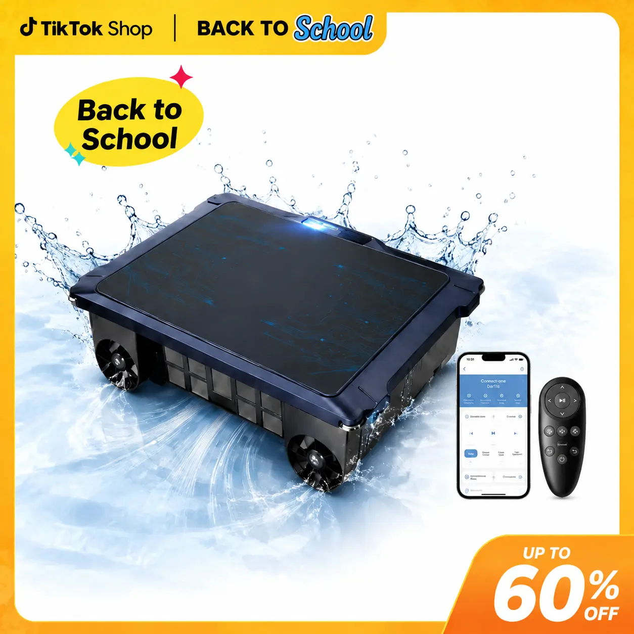 [BackToSchool]2026 New T2B Robotic Solar Pool Skimmer with App & Remote,24/7 Automatic Surface Cleaner,22H Battery Life,Dual Charging Modes,Auto Parking & Smart Nav,Salt-Chlorine Motors,Built-in Chlorine Dispenser,Ideal for Most Swimming Pool Type, Remote
